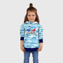Толстовка-худи детская Russia: синий камфуляж, цвет: 3D-синий — фото 2