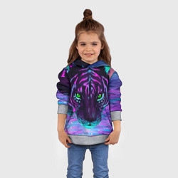 Толстовка-худи детская Светящийся неоновый тигр, цвет: 3D-меланж — фото 2