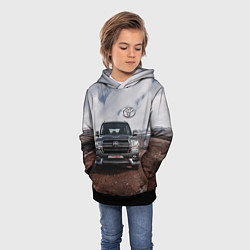 Толстовка-худи детская Toyota Land Cruiser in the mountains, цвет: 3D-черный — фото 2