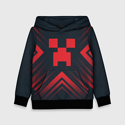 Толстовка-худи детская Красный символ Minecraft на темном фоне со стрелка, цвет: 3D-черный