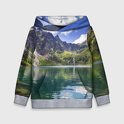 Толстовка-худи детская Прозрачное горное озеро, цвет: 3D-меланж