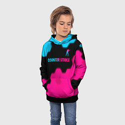 Толстовка-худи детская Counter Strike - neon gradient: символ сверху, цвет: 3D-черный — фото 2