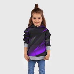 Толстовка-худи детская Черно-фиолетовая геометрическая абстракция, цвет: 3D-меланж — фото 2