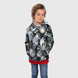 Толстовка-худи детская Паттерн из океанских ракушек, цвет: 3D-красный — фото 2