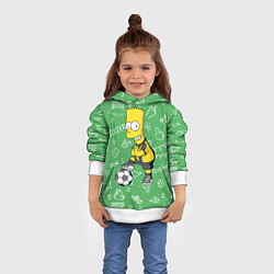 Толстовка-худи детская Барт Симпсон - крутой футболист!, цвет: 3D-белый — фото 2