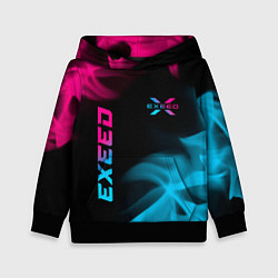 Толстовка-худи детская Exeed - neon gradient: символ и надпись вертикальн, цвет: 3D-черный