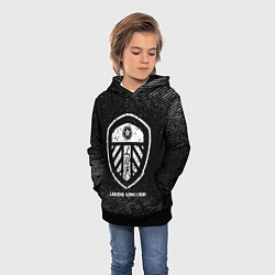 Толстовка-худи детская Leeds United с потертостями на темном фоне, цвет: 3D-черный — фото 2