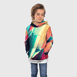 Толстовка-худи детская Разбитый экран, неоновые осколки, цвет: 3D-белый — фото 2