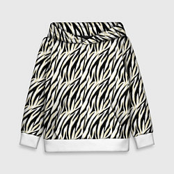 Толстовка-худи детская Тигровый полосатый узор-черные, бежевые полосы на, цвет: 3D-белый
