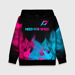 Толстовка-худи детская Need for Speed - neon gradient: символ сверху, цвет: 3D-черный