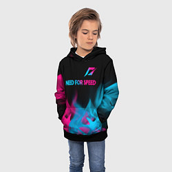 Толстовка-худи детская Need for Speed - neon gradient: символ сверху, цвет: 3D-черный — фото 2