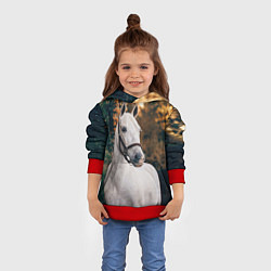 Толстовка-худи детская Белая лошадка, цвет: 3D-красный — фото 2