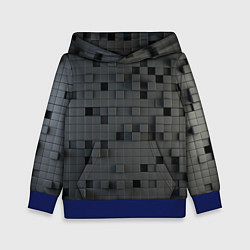 Толстовка-худи детская Пиксельный объёмный паттерн, цвет: 3D-синий