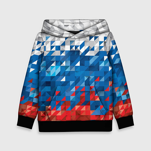 Детская толстовка Полигональный флаг России! / 3D-Черный – фото 1