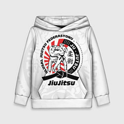 Толстовка-худи детская Jiujitsu emblem Джиу-джитсу, цвет: 3D-белый