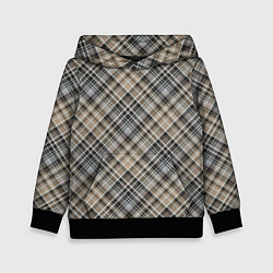Толстовка-худи детская Классический клетчатый , бежево-коричневый фон, цвет: 3D-черный