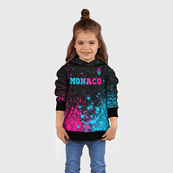 Толстовка-худи детская Monaco - neon gradient: символ сверху, цвет: 3D-черный — фото 2