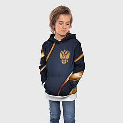 Толстовка-худи детская Blue & gold герб России, цвет: 3D-белый — фото 2
