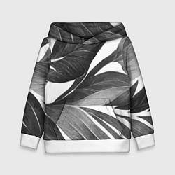 Толстовка-худи детская Чёрно-белый тропический вайб, цвет: 3D-белый