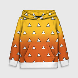 Толстовка-худи детская Оранжевое кимоно с треугольниками - Зеницу клинок, цвет: 3D-белый