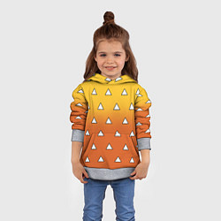 Толстовка-худи детская Оранжевое кимоно с треугольниками - Зеницу клинок, цвет: 3D-меланж — фото 2