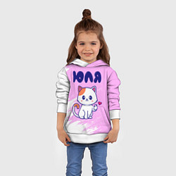 Толстовка-худи детская Юля кошечка с сердечком, цвет: 3D-белый — фото 2