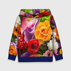 Толстовка-худи детская Прекрасный цветочный букет, цвет: 3D-синий
