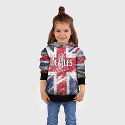 Толстовка-худи детская The Beatles - лого на фоне флага Великобритании, цвет: 3D-черный — фото 2