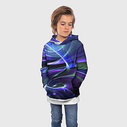 Толстовка-худи детская Абстрактные цветные полосы, цвет: 3D-белый — фото 2