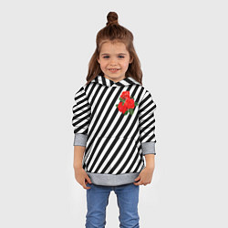 Толстовка-худи детская Черно-белые полоски с букетом роз, цвет: 3D-меланж — фото 2