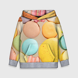 Толстовка-худи детская Разноцветные пирожные Макарон, цвет: 3D-меланж