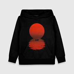 Толстовка-худи детская Закат красного солнца, цвет: 3D-черный