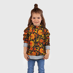 Толстовка-худи детская Хохлома роспись, цвет: 3D-меланж — фото 2