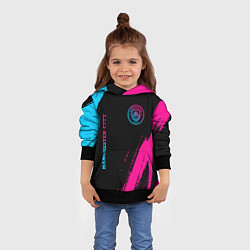 Толстовка-худи детская Manchester City - neon gradient: надпись, символ, цвет: 3D-черный — фото 2