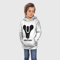 Толстовка-худи детская Destiny с потертостями на светлом фоне, цвет: 3D-белый — фото 2
