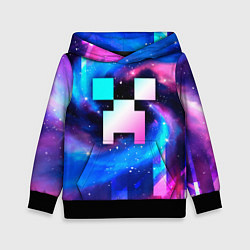 Толстовка-худи детская Minecraft неоновый космос, цвет: 3D-черный