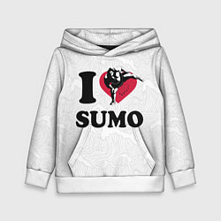 Толстовка-худи детская I love sumo fighter, цвет: 3D-белый