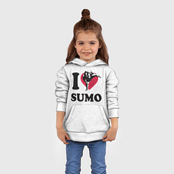 Толстовка-худи детская I love sumo fighter, цвет: 3D-белый — фото 2