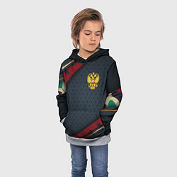Толстовка-худи детская Герб России черно-красный камуфляж, цвет: 3D-меланж — фото 2