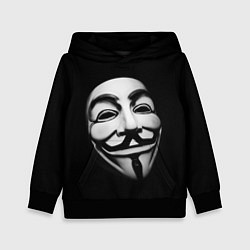 Толстовка-худи детская Маска анонимуса - Гай Фокс, цвет: 3D-черный