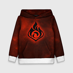Толстовка-худи детская ПИРО элемент Genshin Impact, цвет: 3D-белый