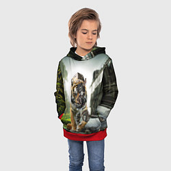 Толстовка-худи детская Кибернетический тигр, цвет: 3D-красный — фото 2