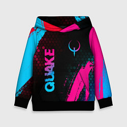 Толстовка-худи детская Quake - neon gradient: надпись, символ, цвет: 3D-черный