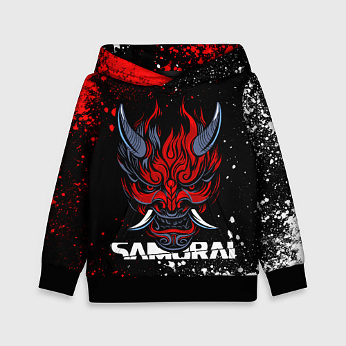 Детская толстовка Маска Они - Киберпанк 2077 - Samurai / 3D-Черный – фото 1