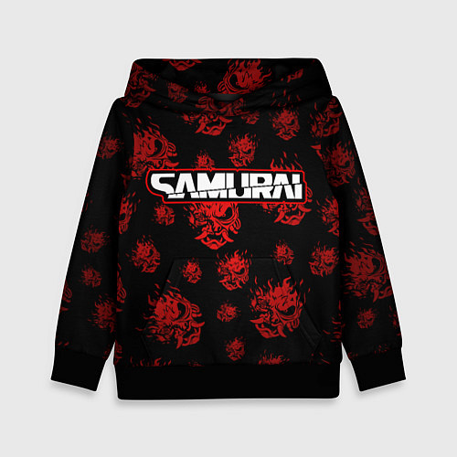 Детская толстовка Samurai - Красный паттерн - Cyberpunk / 3D-Черный – фото 1