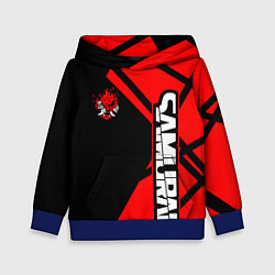 Толстовка-худи детская Cyberpunk 2077 - Надпись Samurai, цвет: 3D-синий