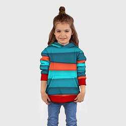 Толстовка-худи детская Геометрические непараллельные пластины, цвет: 3D-красный — фото 2