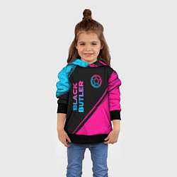 Толстовка-худи детская Black Butler - neon gradient: надпись, символ, цвет: 3D-черный — фото 2