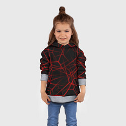 Толстовка-худи детская Красные линии на черном фоне, цвет: 3D-меланж — фото 2