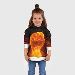 Толстовка-худи детская Кулак в огне, цвет: 3D-белый — фото 2